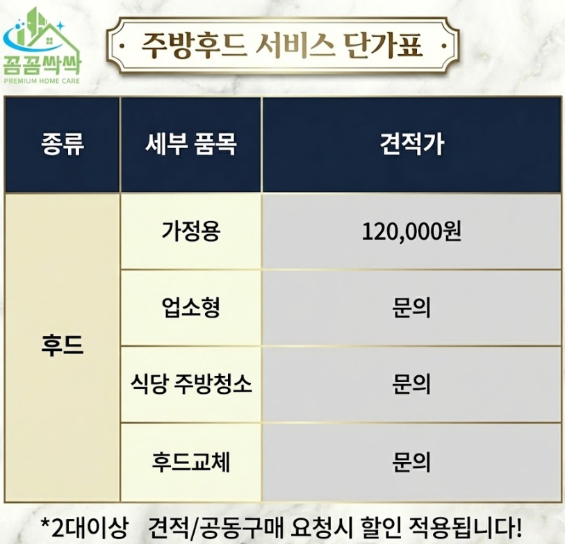 후드 청소 단가표